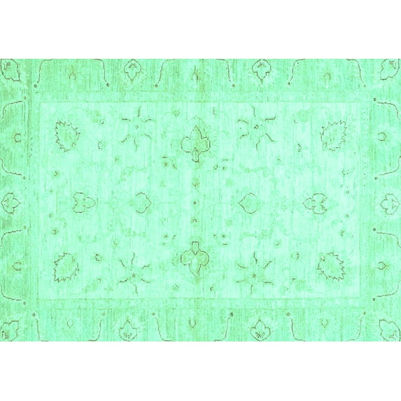 Ahgly Company Indoor Rectangle Oriental Turquoise Blue Traditional Area Rugs, 8' x 10'