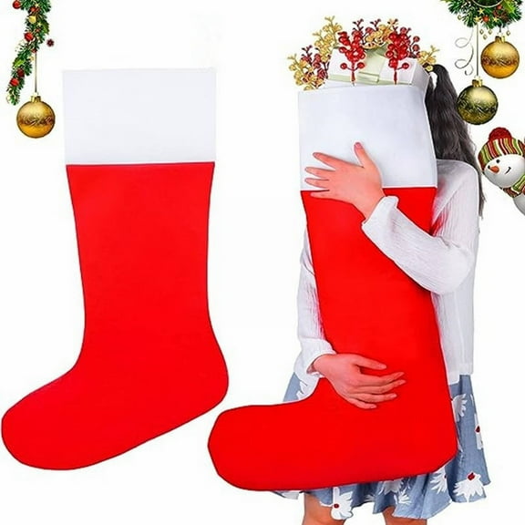 2026 CISIL & Jumbo Felt Christmas Stockings，38 Inches Large Red and White Felt Christmas Stockings for Xmas Tree Fireplace Hanging Decor and Holiday Party Family Home Decorations