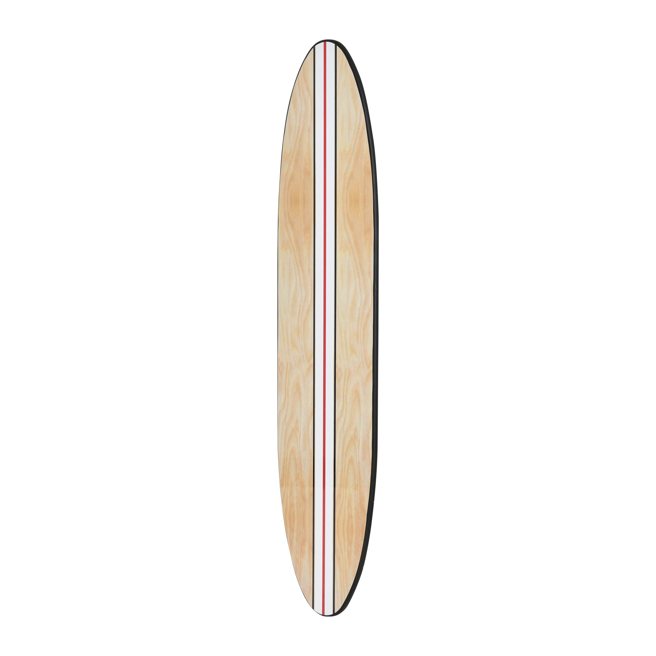 Creative Co-Op Coastal Decorative Surfboard Wall Décor for Living Room; Contemporary White Stripe Design Overlaid On Light Natural Wood