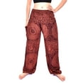 thumbnail image 2 of Bohotusk Brown Night Glow Print Elasticated Smocked Waist Womens Harem Pants S/M to 3XL, 2 of 2