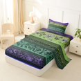 thumbnail image 2 of Homewish Bohemian Geometric Stripes Twin Sheets,Retro Floral Bedding,Purple,3pcs,1 Fitted Sheet and 1 Pillowcase, 2 of 6