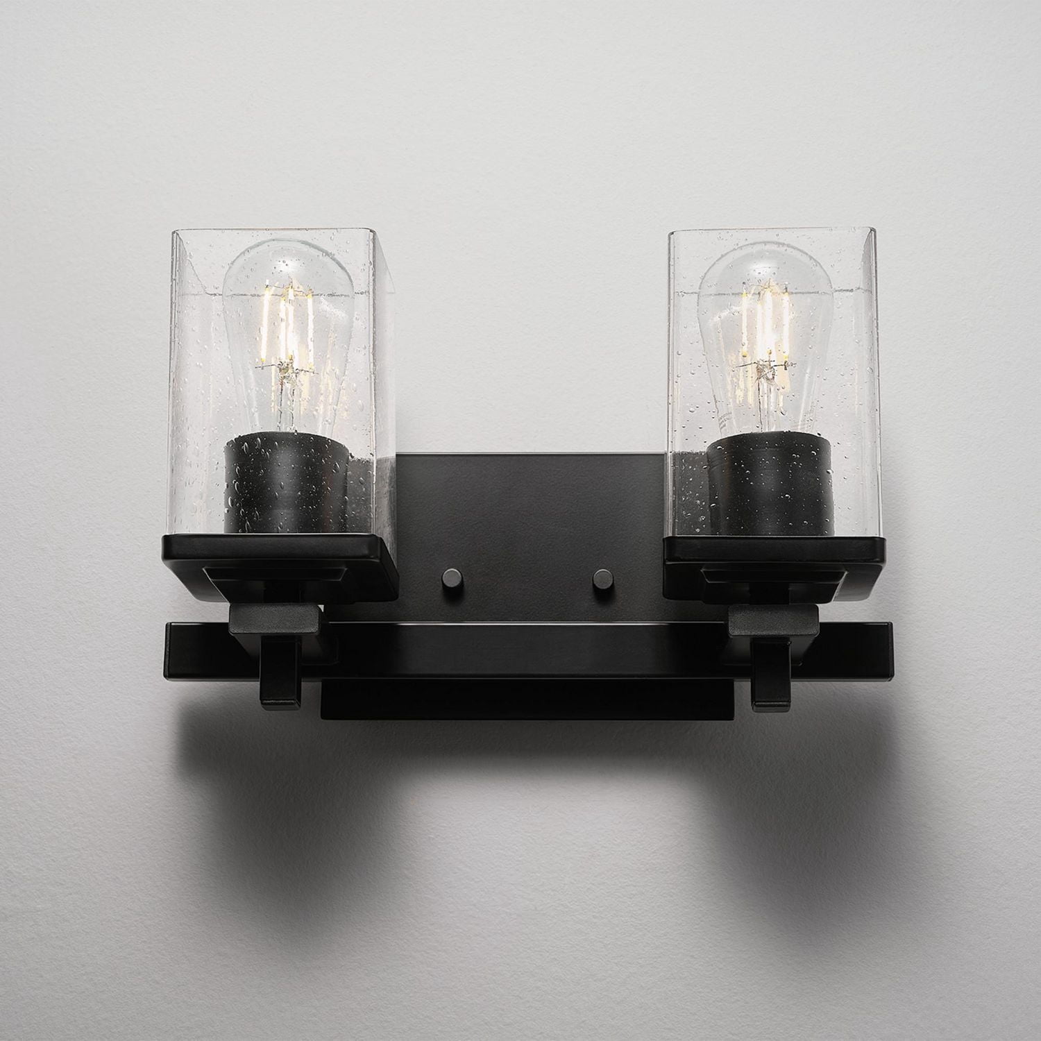 3-Piece Matte Black Powder Room Set with 13" 2-Light Vanity Fixture, 91007982