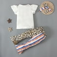 thumbnail image 4 of Odeerbi Baby Girls Boys Clothes Baby Outfits Shirts Sets Toddler Independence Day 2025 Fashion Stripe Leopard Print Short Sleeve Flared Pants Bow Suit, 4 of 9