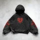 thumbnail image 2 of Sudadera con capucha de gran tamaño con estampado de corazón rojo retro de High Street para hombres y mujeres, camiseta gótica Y2K Harajuku Hip-hop 2024, 2 of 5