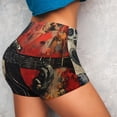 thumbnail image 4 of Balery Abstract Skull Guitar Art Pantalones cortos de entrenamiento estampados para mujer, sin costuras, ajustados, para gimnasio, yoga, correr, deportes, ejercicio activo, fitness.-Small, 4 of 8