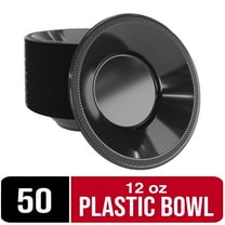 Exquisite 12 oz Black Plastic Bowls - 50 Disposable Bowls