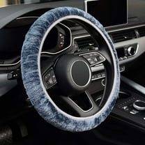 Walbest Elastic Long Microfiber Plush Steering Wheel Cover for Winter Warm,Universal 15 inch,Anti-Slip,Odorless,Gray