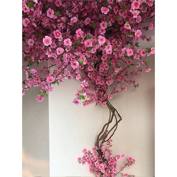 1pc Pink Artificial Peach Blossom Branch Home Wedding Party Landscape DIY Decoration Cherry Blossom Silk Flower Tree Decoration