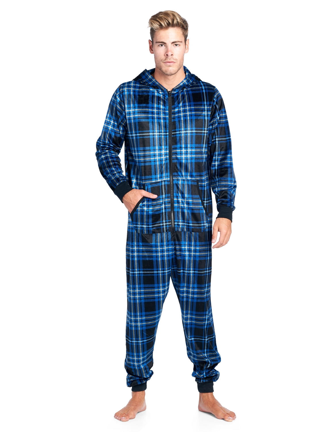 Ashford & Brooks Ashford & Brooks Men's Adult Mink Fleece Hooded OnePiece Union Suit Pajamas
