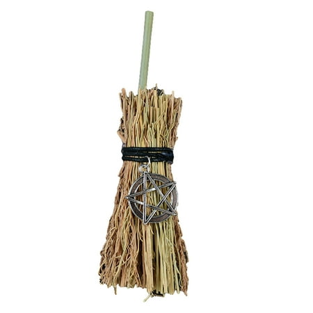 

JUNTEX Mini Broom Straw Witch Brooms with Moon Skull Pendant Decorations for Halloween