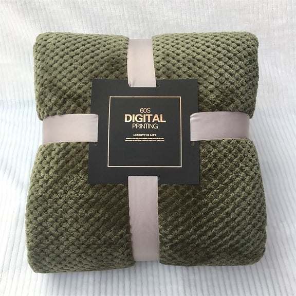 Uscallm under $5 Fleece Plaid Blanket, Plaid Fleece Bed Blanket, Soft Warm Throw Blanket, Large Mesh Knit Afghan, Cozy Sofa Couch Throw, Breathable All Season Blanket