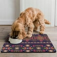 thumbnail image 2 of Boho Retro Floral Pet Feeding Mat-Absorbent Pet Placemat for Food and Water Bowl, with Waterproof Rubber Backing, Quick Dry Water Dispenser Mat for Dog and Cat (16"x24"), 2 of 7
