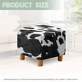 thumbnail image 3 of SCRAWLGOD Cow Print White Black Footstool Slipcover, Stretch Square Stool Furniture Protector Footstool Cover with Elastic Bottom Foot Rest Covers, 3 of 7