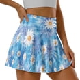thumbnail image 3 of Xoenoiee Boho Mandala Daisy Flower Print Athletic Skirts for Women Pleated Tennis Skort with Pockets Mini Pickleball Skirt Stretchy Sports Skirts, XL, 3 of 6