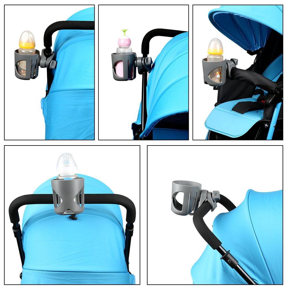 Universal Cup Holder, Stroller Cup Holder, 360° Rotatable Large Caliber Designed Bottle Holder for Stroller, Bike, Wheelchair, Walker, Scooter, Black