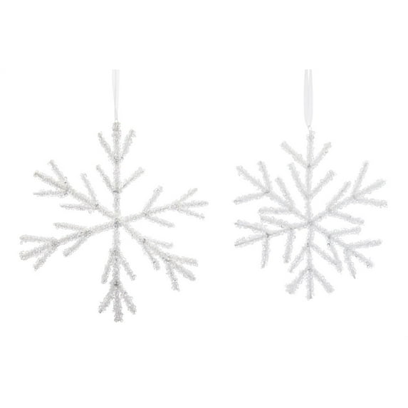 Bead Snowflake Ornament (Set of 12) 9"H, 12.5"H Acrylic