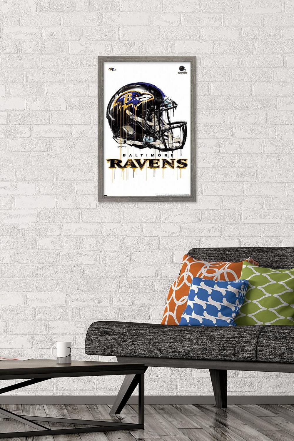 NFL Baltimore Ravens - Drip Helmet 20 Wall Poster with Magnetic Frame, 22.375" x 34"