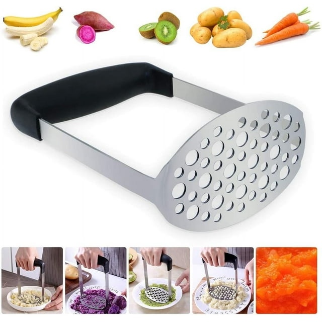 Triturador de patatas Triturador de patatas de acero inoxidable, triturador de patatas para puré de patatas cremoso, puré de patatas, verduras y frutas Ormromra MZQ-0142