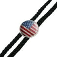 thumbnail image 2 of Rustic American Flag Wood Grain Design Western Southwest Cowboy Necktie Bow Bolo Tie, 2 of 3