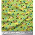 thumbnail image 1 of Soimoi Green Japan Crepe Satin Fabric Flowers & Mix Fruits Printed Craft Fabric by the Yard 42 Inch Wide, 1 of 1