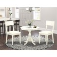 thumbnail image 2 of Pemberly Row Antique 3-piece Dining Set with Leather Seat in Linen White, 2 of 6