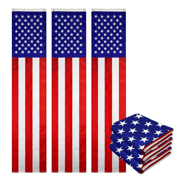 USA Pull Down Flag 1.67x8FT 3-Pack Embroidered Polyester By G128