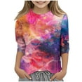 thumbnail image 2 of ZTKWD Boys Girls Tie Dye Shirt 3D Graphic T-Shirt Cool Crewneck 3/4 Sleeve Top Tees for Kids 6-16 Years, 2 of 4