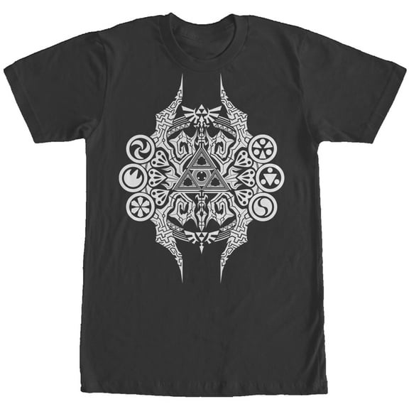 Men's Nintendo Legend of Zelda Triforce Design  Graphic Tee Black Small