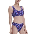 thumbnail image 4 of High Waisted Bikini Sets For Women, Skull Daisy Purple Swimsuits Tummy Control, Two Pieces Bathing Suit, 4 of 8