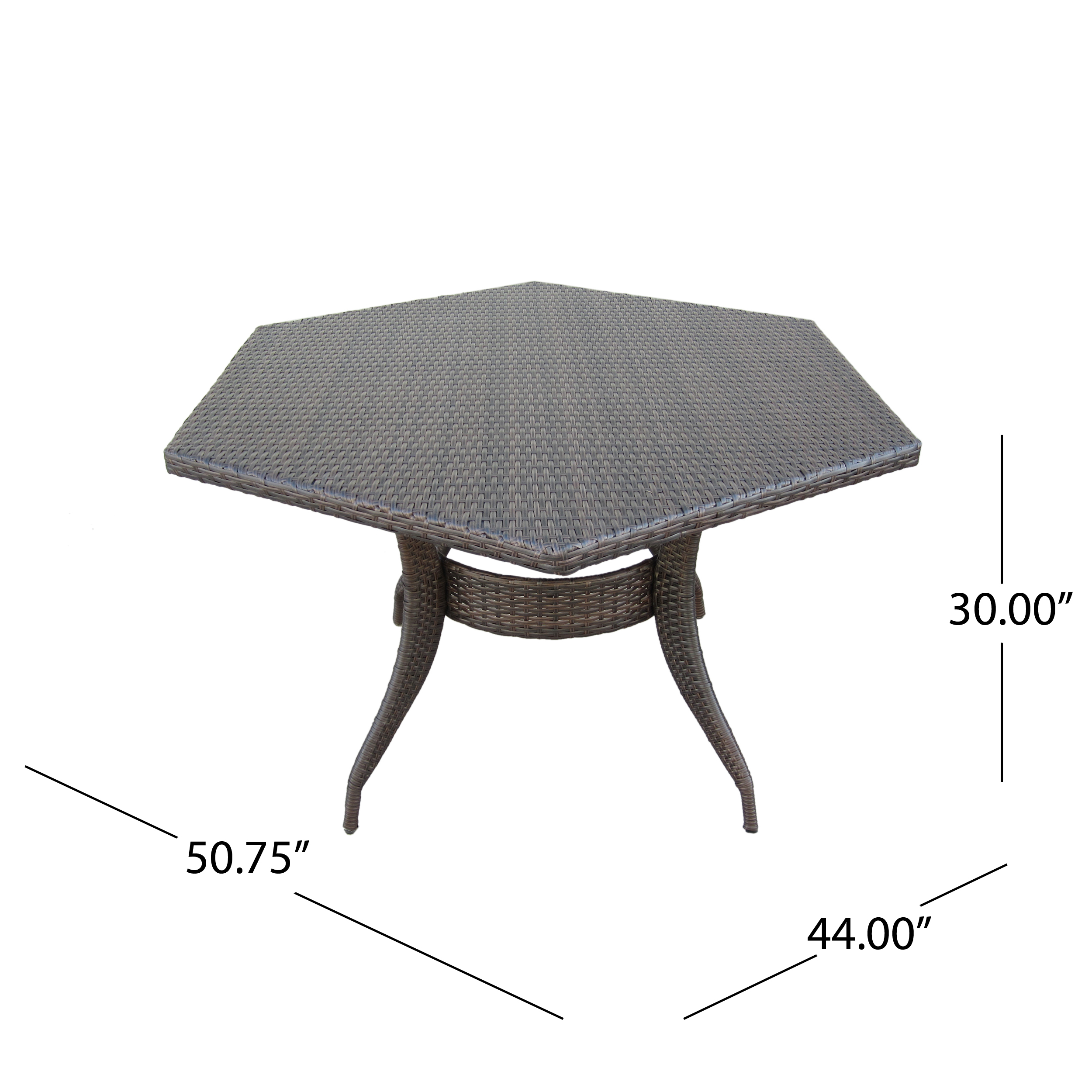 Outdoor 53-Inch Wicker Hexagon Dining Table, Multi Brown - image 6 of 9