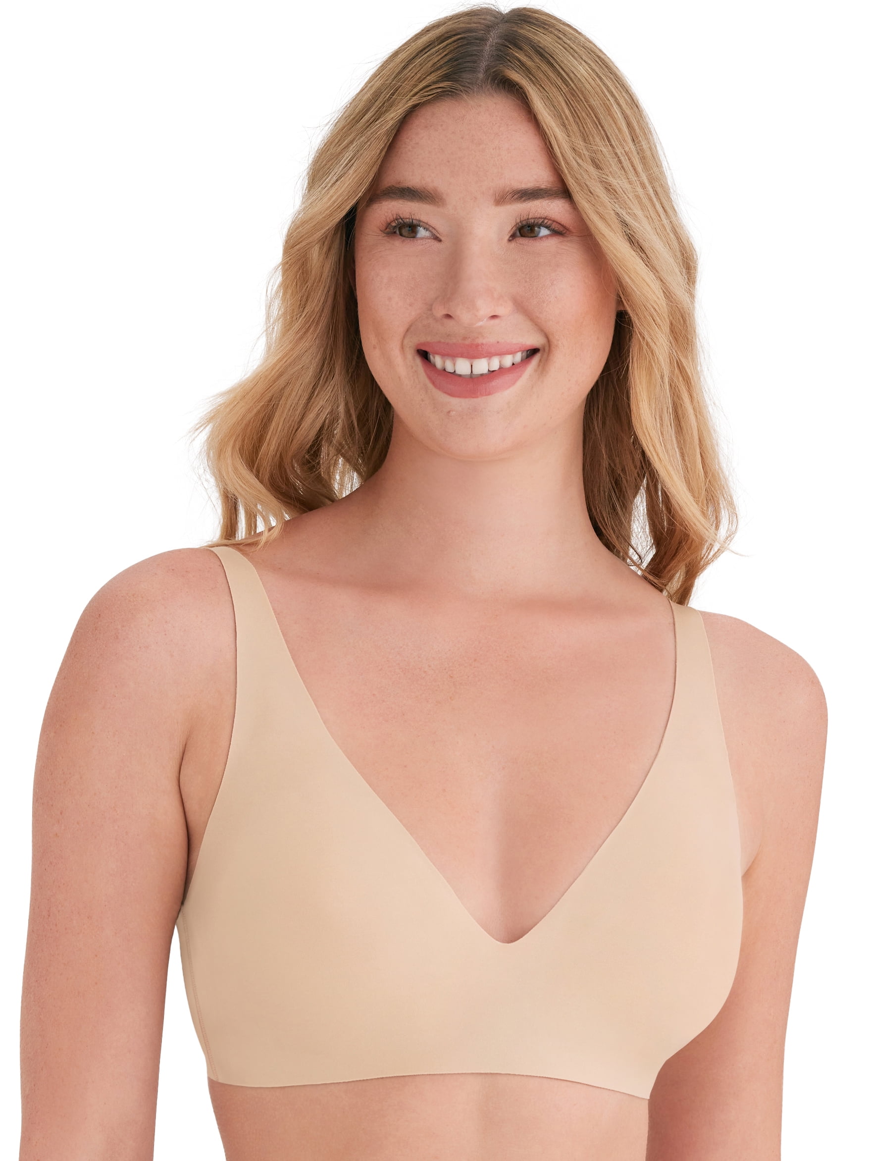 Joyspun Women’s Wire-Free Bonded Plunge Bralette, Sizes S-XXXL