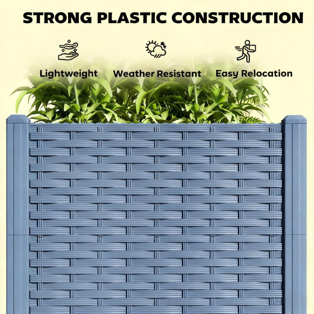 Outdoor Flower Box with Drainage Holes, Plastic Raised Garden Bed