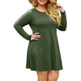 thumbnail image 4 of FlorCurve Plus Size Dresses for Women Long Sleeve Midi Dress with Pockets Casual T-Shirt Dresses, Army Green 3XL, 4 of 8