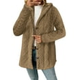 thumbnail image 6 of RYRJJ Fleece Jacket for Women Plus Size Winter Warm Button Down Hooded Coat Casual Soft Lightweight Fall Teddy Outerwear Fuzzy Coats(Khaki,M), 6 of 8