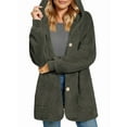 thumbnail image 3 of Warm Fleece Jackets for Women, Fuzzy Hooded Casual Coats Cardigan Sweaters Outerwear with Pockets Gray S, 3 of 8