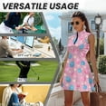 thumbnail image 6 of COEQINE Easter Egg Floral Pink Print Tennis Dress for Women Lightweight Stand Collar Exercise Dresses with Collared Design Soft 2 Pieces Golf Outfits with Shorts 2 Pockets, M, 6 of 7