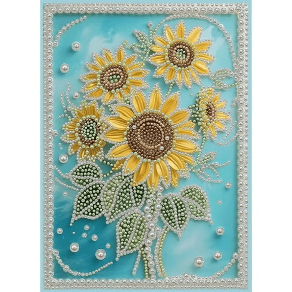 Sunflowers Pearl Diamond Art Kits for Adults Beginner,5D Diamond Painting Kits For Beginner,DIY Pearl Rhinestones Diamond Dots Painting for Home Wall Decor 12 x 16 Inch