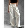 thumbnail image 4 of Women Y2k Low Rise Baggy Jeans Loose Fit Boyfriend Straight Wide Leg Jeans Trendy Stretch Long Denim Pants White M, 4 of 8