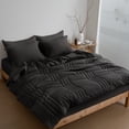 thumbnail image 3 of HIG 7‑Piece Bed in a Bag Comforter Set, Solid Light Black Vertical Channel Quilted, Soft Microfiber All‑Season Bedding with Sheets & Pillow Shams, Full Size, 3 of 8