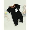 thumbnail image 3 of Bagilaanoe Newborn Baby Boys Summer Jumpsuit Contrast Color Short Sleeve Bodysuit 3M 6M 12M 18M Infant Casual One Piece Romper, 3 of 8