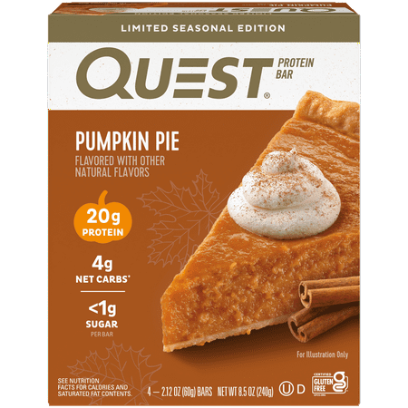 Quest Seasonal Protein Bar, High Protein, Low Carb, Pumpkin Pie, 4 Count