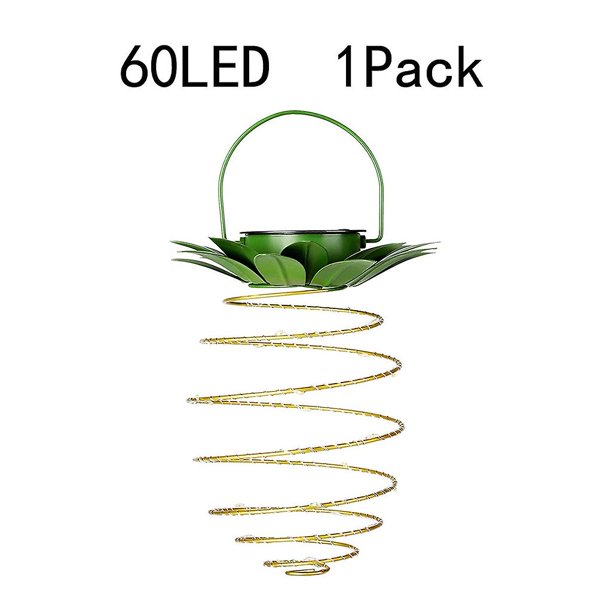 Style 2 Luz colgante solar Jardín al aire libre Linternas decorativas de paisaje Piña impermeable 24/30/60 LED Lámparas de cadena para árbol para camino Balcón Césped Patio