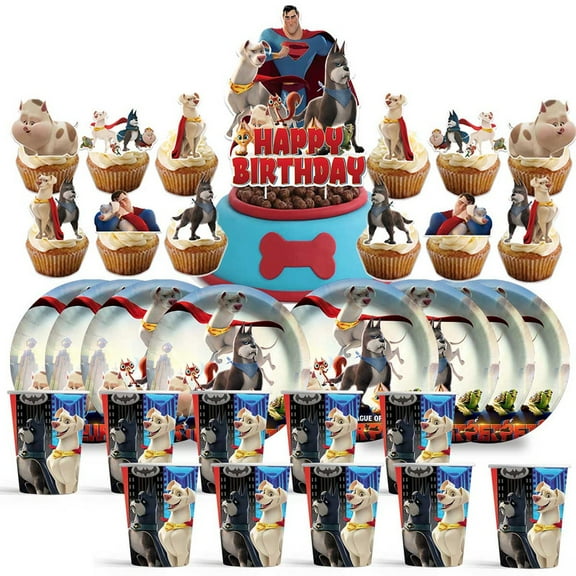 DC League of Super-Pets Birthday Cups Party Supplies Plates Decorations Cake Topper Decor