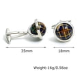 thumbnail image 2 of Gemelos de lujo con forma de globo esmaltado para hombre, diseño de tierra giratoria, 2 of 3