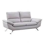 American Eagle Furniture Genuine Leather Loveseat in Light Gray
