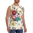thumbnail image 2 of Bingfone Bird Butterfly Rose Pattern Men's Tank Tops Workout Sleeveless Tee Shirts Running Beach Tanks for Men-Small, 2 of 7