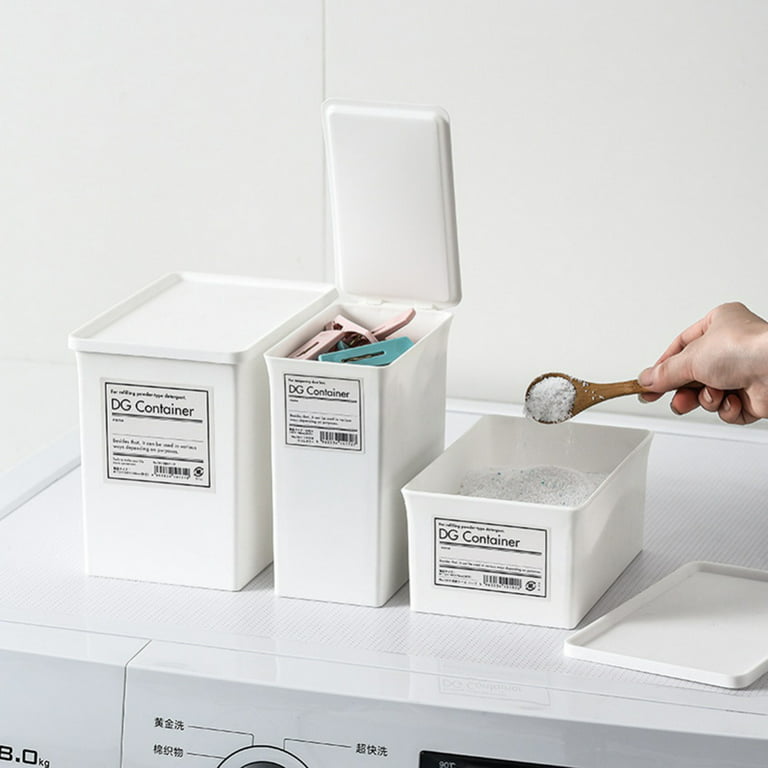 Laundry Detergent Storage Box, Plastic Storage Box With Lid, White