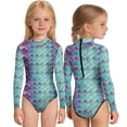 thumbnail image 1 of Xijirk Maillot de Bain à Manches Longues pour Filles, Design avant, Col Rond, Texture Douce, Style Décontracté, Ajustement Confortable, Mignon, pour Jeunes Ados de Plage, Vert, 13-14 Ans, 1 of 6