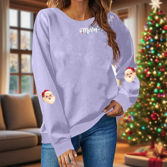 FDGIU Trendy 2025 Women's Xmas Sweater – Funny Print Long Sleeve Pullover, Winter Casual Tunic