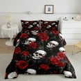 thumbnail image 2 of jejeloiu Romantic Red Rose Bedding Comforter Set,Gothic Skull Skeleton Twin Comforter Sets,Velantine Flowers Bedding Set For Men Women,Luxury Bedroom Decor Reversible,2-Piece, 2 of 8